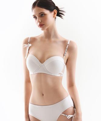 VINAJ Chain Ribbon Half-Cup Bikini Bra (White)