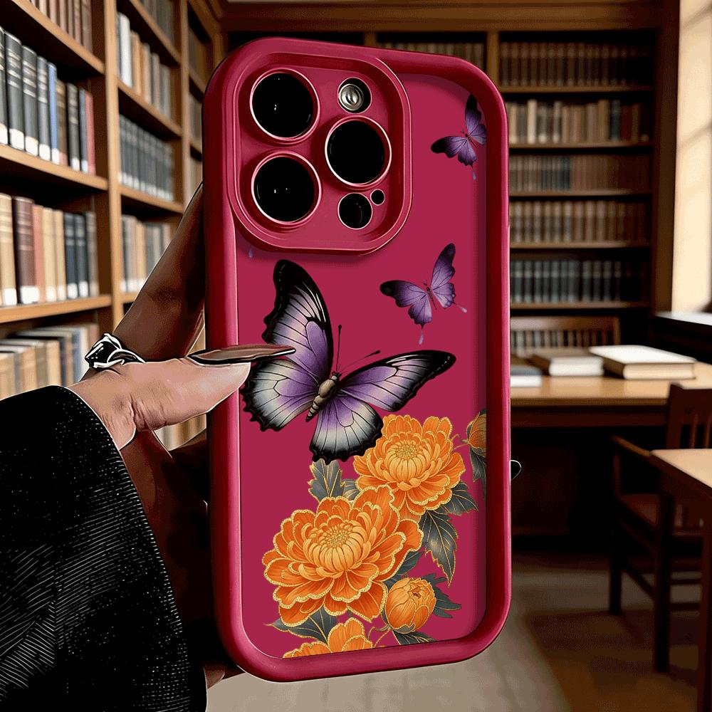 Butterflies and Orange Peonies Soft TPU Shockproof Case For Xiaomi Redmi Note 15 14 13 12 11 Pro Anti-Fall Protective Back Cover