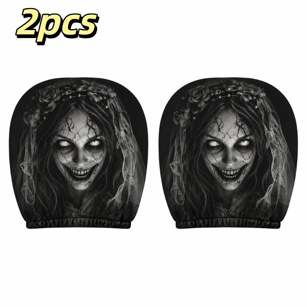 2pcs Vivid Printed Patterns Seat Headrest Protectors Auto Interior Decoration Cover Year Round Use