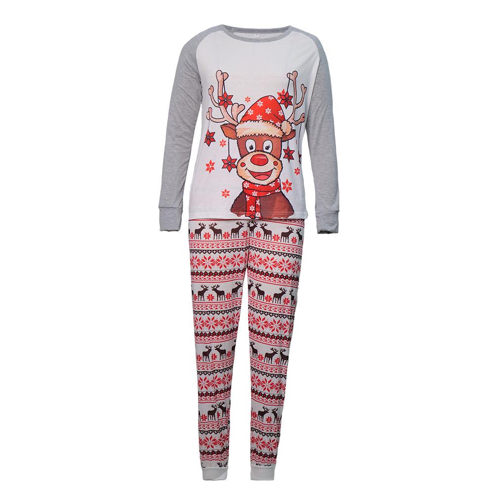 2026 Family of Four Matching Deer Print Christmas Pajamas for Autumn