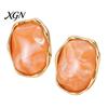 Gift for Her on Birthday 1 Pair Natural Healing Stone Stud Earrings Women, Gold Lightweight Daily Wear Plated Oval Resin Earrings, Faux Crystal