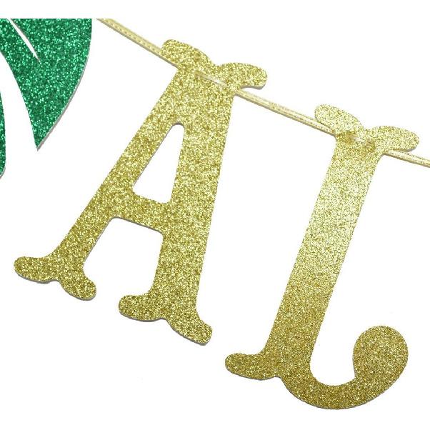 Hawaiian Aloha Banner Decorations with Palm Leaves Garland for Hawaiian Tropical Luau Beach Summer Party Supplies Decor Favors Bunting Photo Booth