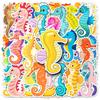 50-Pack Seahorse Doodle Cartoon Stickers - Cute Marine Life for DIY Skateboards, Phone Cases, and Luggage
