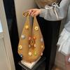 Simple Flower Hollow Knitted Beach Bag Shoulder Bag Women Vest Bag Ins Woolen Bag Shopping Tote
