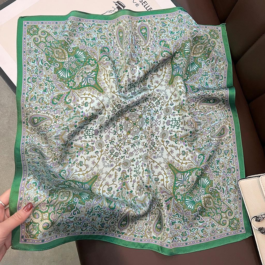53 Silk High-End Silk Scarf Small Square Scarf Versatile Mulberry Silk Retro Cashew Professional Silk Scarf