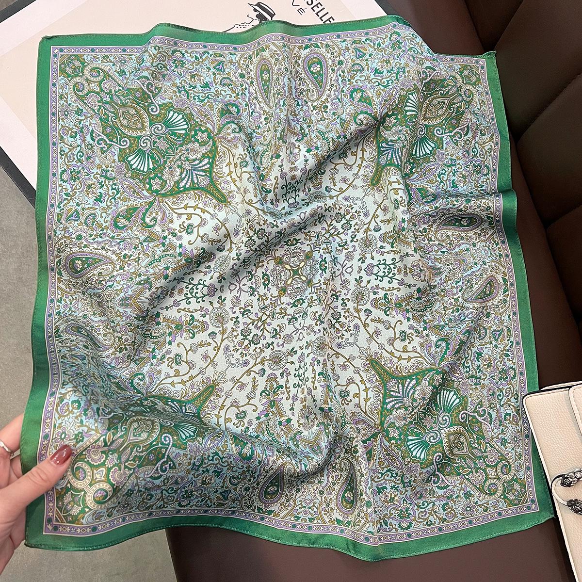 

53 Шелковый Шарф из Высококачественного Шелка Маленький Квадратный Шарф Универсальный Шелк Тутового Дерева Ретро Кашемир Профессиональный Шелковый Шарф 53cm