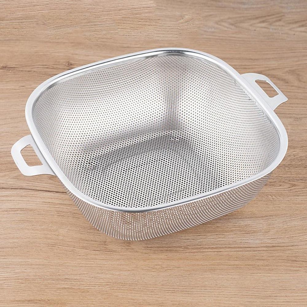 Stainless Steel Square Drain Basket Rust-proof Colander Vegetable Washing Basket  Fruit Vegetables