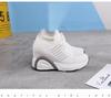 "2024 Autumn Women's White Height-Enhancing Sports Shoes - Korean Style, Breathable, Versatile, and Casual with High Heels"