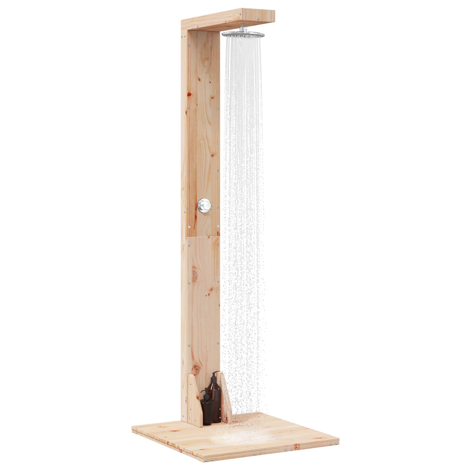 Außendusche 210 cm Massivholz Kiefer und Edelstahl Natur