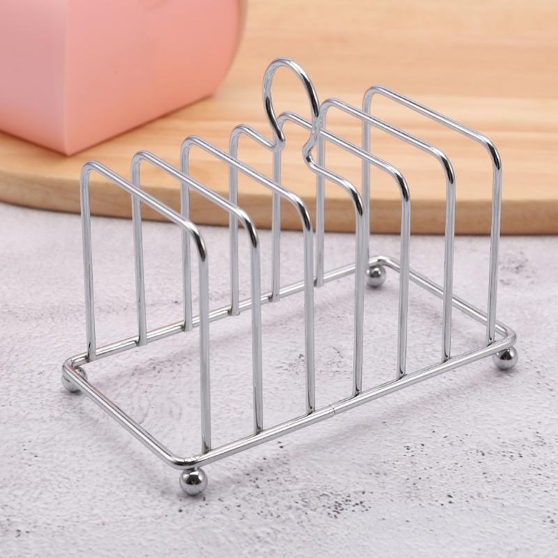 Square Bread Rack, Metal Toast Holder Stand with Divider Frame and Handle for Breakfast Tables, Meal Table Use, and Family Bread Serving
