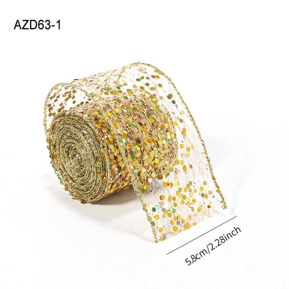 2M Sparkling Mesh Christmas Ribbon Glitter Sequins Elegant Wreath Decor Ribbon Satin Organza Christmas Tree Ribbon