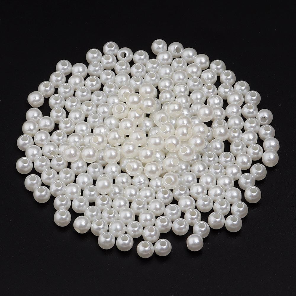 10-1000pcs Beige ABS Imitation Pearl Beads Multisize Round Loose Beads With Hole For Jewelry Making DIY Bracelets Accessories