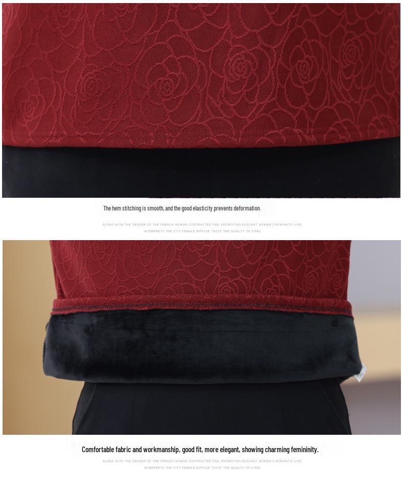 Mid-aged & Elderly Women's Velvet Qipao Top - Warm Winter Layer with Stylish Frog Buttons, Age-Defying Stand Collar