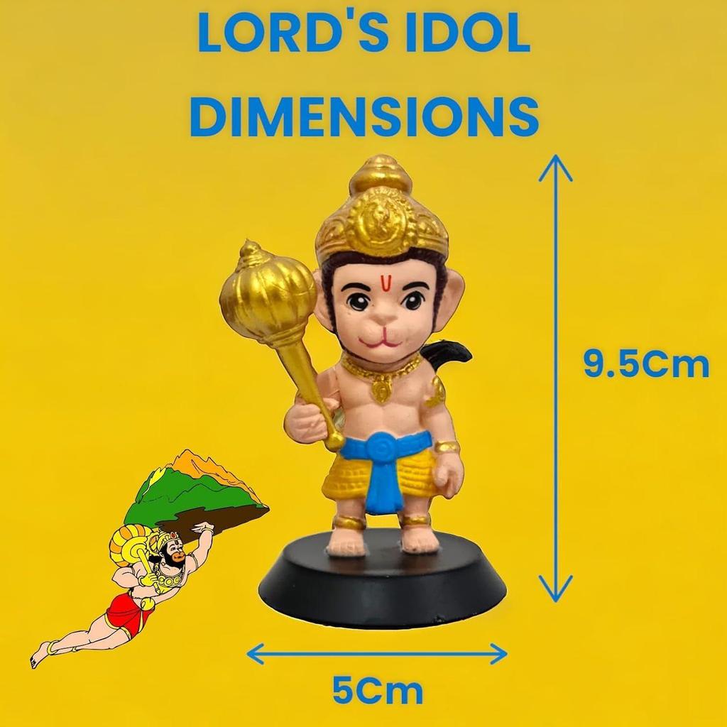 Lord Shree Hanuman Ji Idol for Car Dashboard, Office Table,Home Decor| Little Balaji Bajrangbali Sankat Mochan with Gada Figurine|