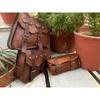 Motorcycle Leather Pouch Panniers Brown Side Saddle Bag Saddlebags Bags Tool 3