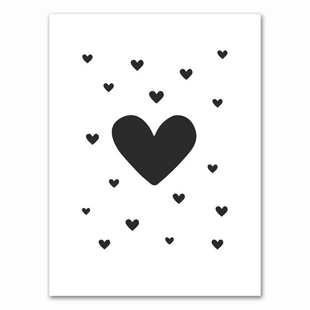 Tuval Boyama Ev Dekor İskandinav Siyah Beyaz Kalp Palmiye Yaprağı Tüy Resimleri Baskılar Duvar sanat posterleri Oturma Odası Için Modüler Hiçbir Çerçeve