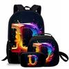 3 Pcs Set Letter Round Lunch Bags ,Pencil Bags ,School Bags For Boy/Girls Best Gifts 2D Flat Cartoon Backpack For Children