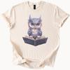 Cute Furry Owl Reading Book Graphic Tee Whimsical Creature Art Shirt Fantasy Book Lover Gift Soft Cozy T Shirt for Readers