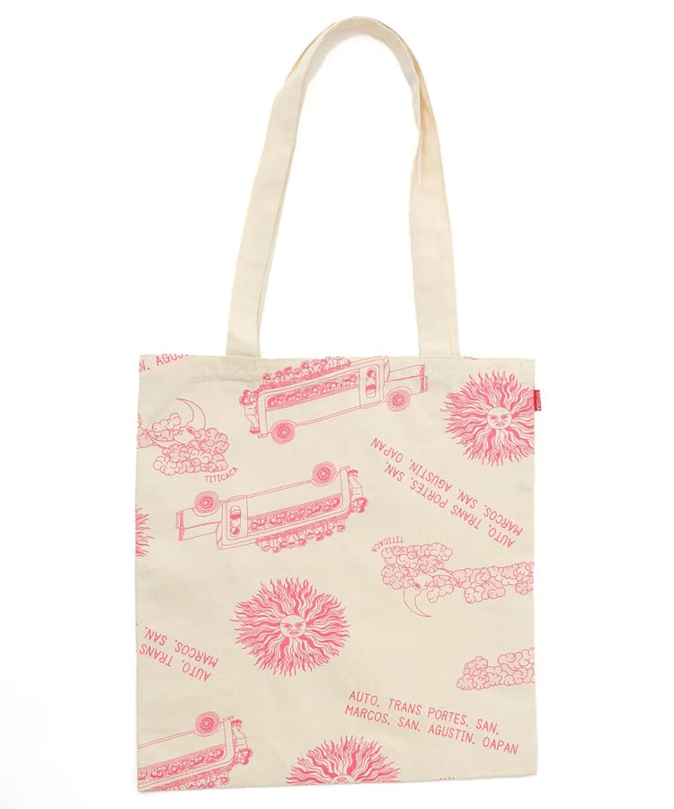 

Titicaca Print Tote Bag, Women s, Cotton, A4 Size, Vertical, Shoulder Strap, Free Size, Pink, ZNSCBB7008