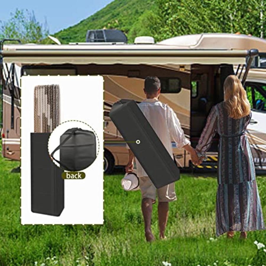 9'x12' Brown Heavy Duty Reversible Outdoor Patio RV Mat for Camping Beach - Durable 9ft x 12ft with Storage Bag 6 Sets Stakes W