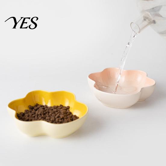 Healthy Ceramic Dog Bowl Cat Paw Shape for Cats, Anti-Whisker Fatigue Kitten Food Pet Feeder Water Dish, Microwave Dishwasher Safe Wide Shallow Plate