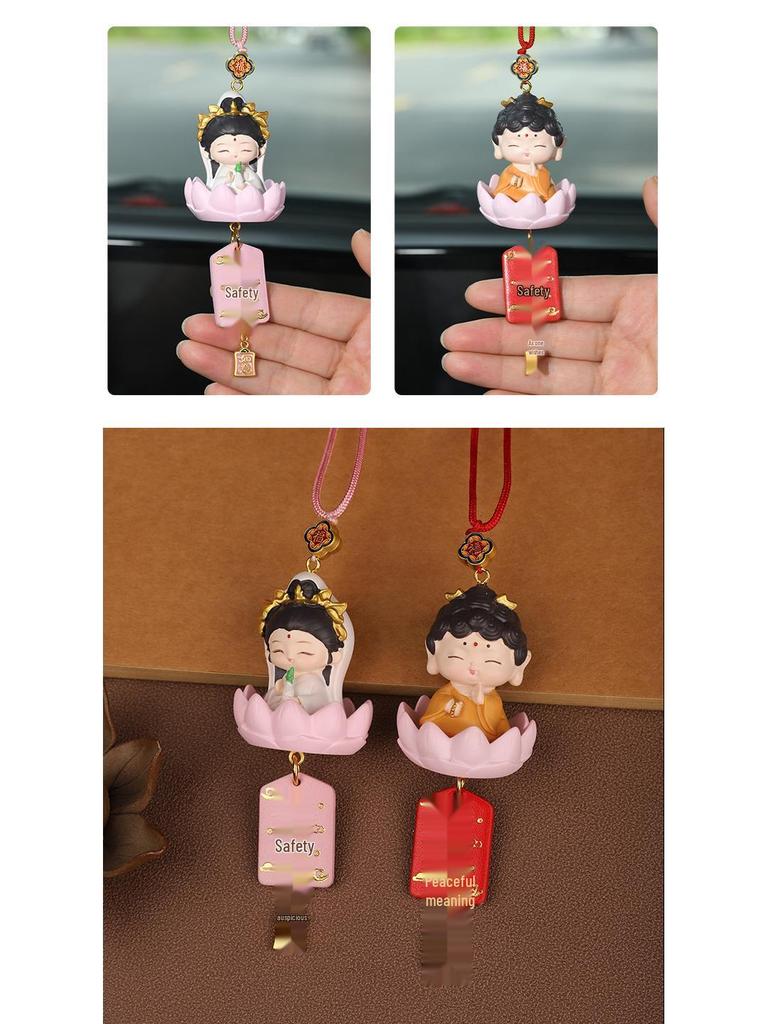 Little Buddha Guanyin Cartoon Car Pendant - Cute Interior Ornament