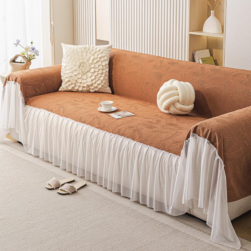 European Style Light Luxury Sofa Cover Chenille Light Yarn Skirt Settee Towel Comfortable Non Slip Fashion Living Room Decor