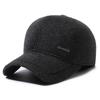 Woolen Winter Cotton Cap Thickened Warm Ear Protector Baseball Cap Embroidered Brim Outdoor Windproof Velvet Cap