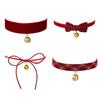 Weinroter Weihnachts-Schleifen-Glocken-Plüsch-Choker