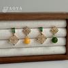 Vintage Chinese style earrings  For Womens New asymmetrical Antique and High-end Elegant Green jewelry luxurious accessories