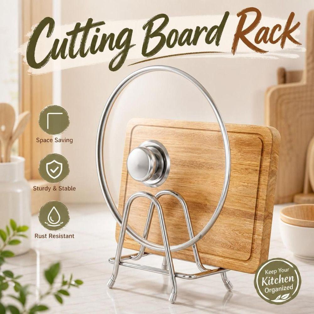 Stainless Steel Cutting Board Holder 3-Slot Chopping Board Organizer Cutting Board Storage