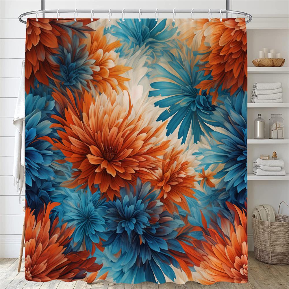 Bunter Bohème-Stil Blumenmuster Duschvorhang Boho Floral Wasserdicht Modern Badezimmer Badewannenvorhang Raumdekor Mit Haken