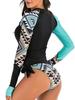 European & American Long Sleeve Women's Sun Protection Surfing Swimsuit - Flat Leg, Conservative Dive Suit