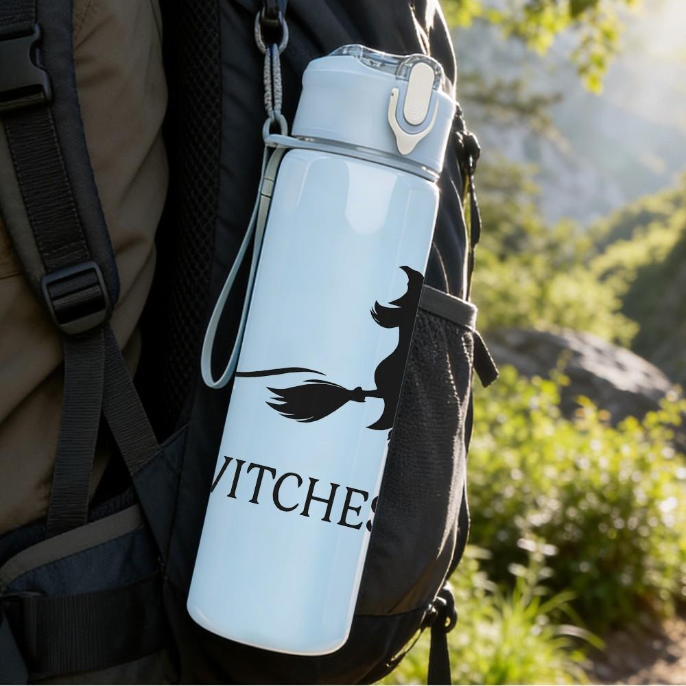 1PC Witches Brew Witch Silhouette 750ml Color Plastic Sports Water Bottle Leakproof Flip Straw Lid Suitable for Sports Office Home Use
