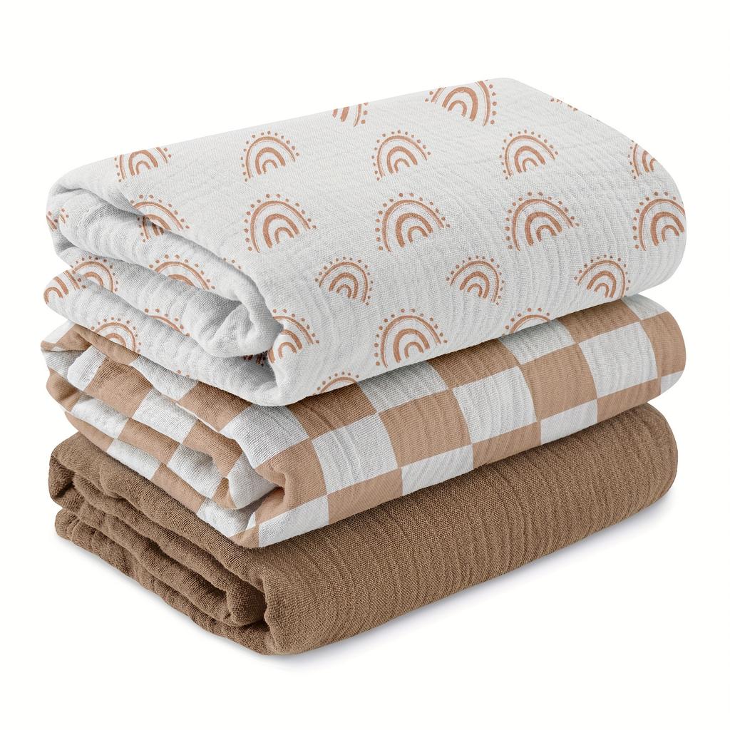 100x100cm Baby Cotton Gauze 3 Piece Set Swaddle Wrap Pure Cotton for Boys Girls Blankets Safety Certification Hypoallergenic