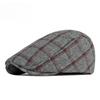 Retro Plaid Woolen Flat Cap Thickened Ivy Hat British Checkered Newsboy Beret Cap for Men Women