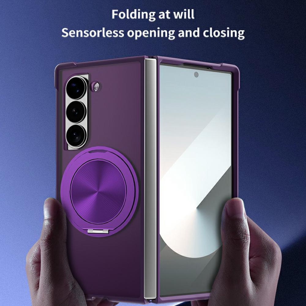 For Samsung Galaxy Z Fold6 5G Magnetic Case CD Vein Kickstand Shockproof TPU + PC Phone Cover