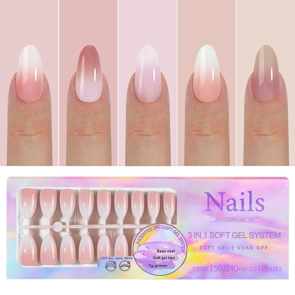 Artă de Unghii Purtabilă Unghii Schimbare Graduală Purtare Fără Cusături Unghii Detașabile Manichiură Purtare Franțuzească Artă de Unghii Autocolant Unghii False