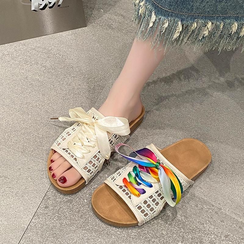 Fashion Shoes Slippers Soft Slipers Women Slides Shale Female Beach Butterfly-Knot Comfort 2025 Summer Sabot Flat Butterfly-knot Casual