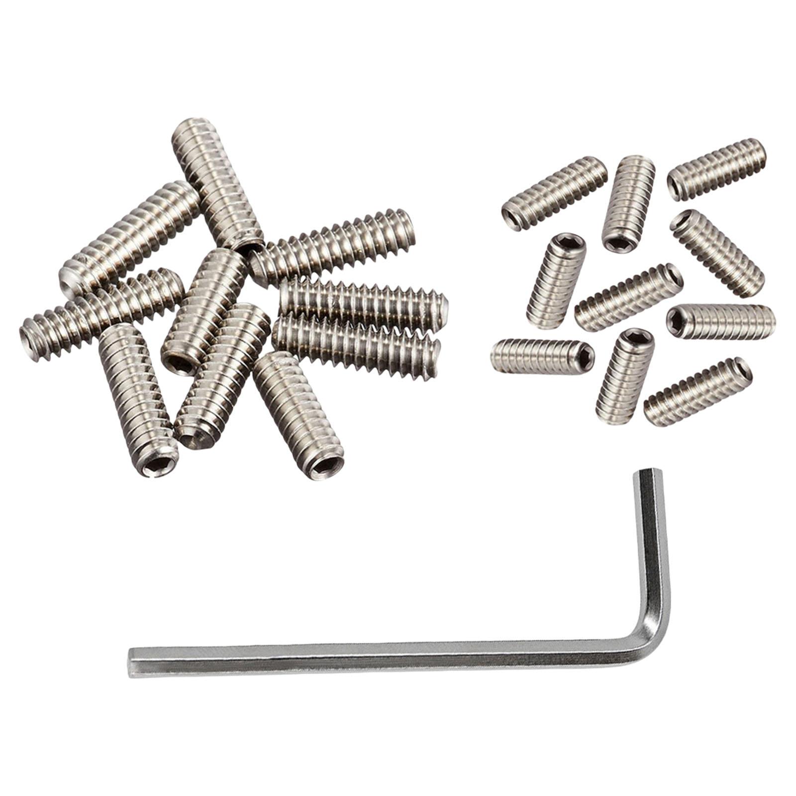 

20 шт. винтов для седла и бриджа гитары длиной 6 мм и 8 мм и гаечный ключ, винты для регулировки высоты из нержавеющей стали для электрогитары