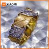 Huitan Fresh Leaf Women Two Tone Ring Inlaid Brilliant Cubic Zirconia Fashion Versatile Wedding Engagement Accessories Jewelry