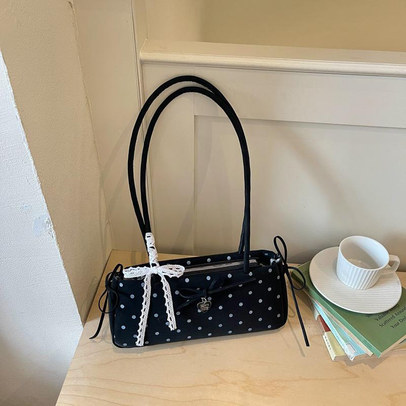 2026 Trendy Women's Polka Dot Bow Single-Shoulder Baguette Bag