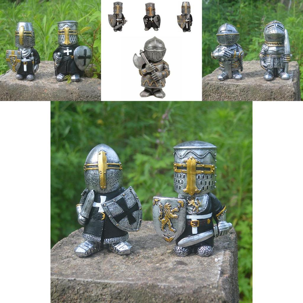 Medieval War Resin Crafts Miniature Gnome Knight Sculpture Decorative Figurine For Home And Garden Display