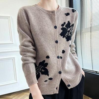 Women's Cashmere Cardigan Qinghe Cashmere 30% Cashmere 70% Wool Autumn and Winter Cashmere Cardigan Soft and Warm