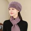 Casual Thicken Mom Hat Scarf Windproof Rabbit Fur Knitted Hats Coldproof Winter Hat Scarf Women