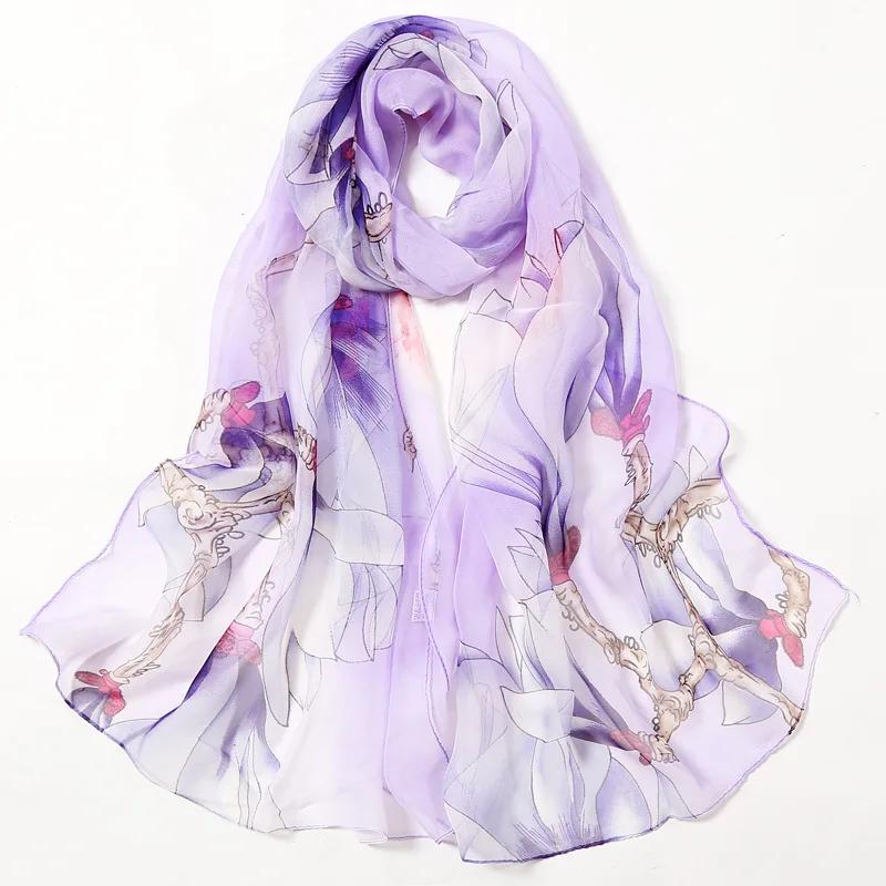 Seidenschals Damen Chiffon Wickeltücher Schals Dünner Hijab Schal Für Damen Blumendruck Bandana Kopftücher Sonnenschutz Langer Halsscarf