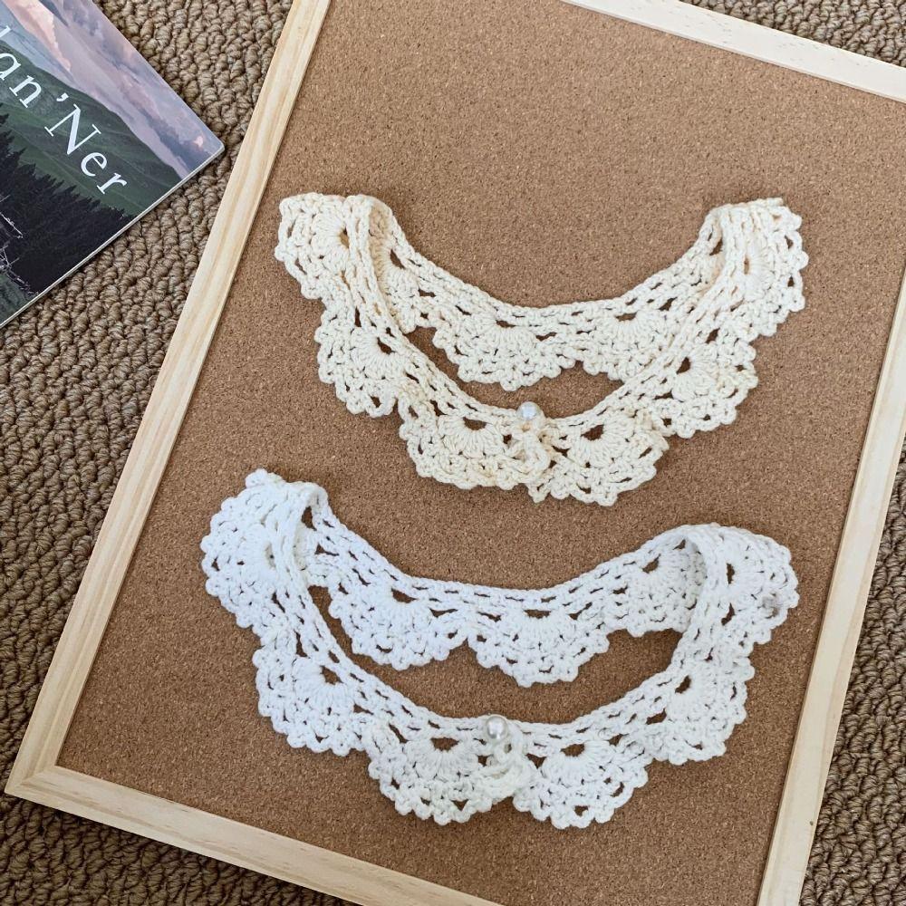 Detachable Knitted Scarves Round Neck Blouse Shoulders Fake Collar Hollow Out Crochet Shawl  Summer