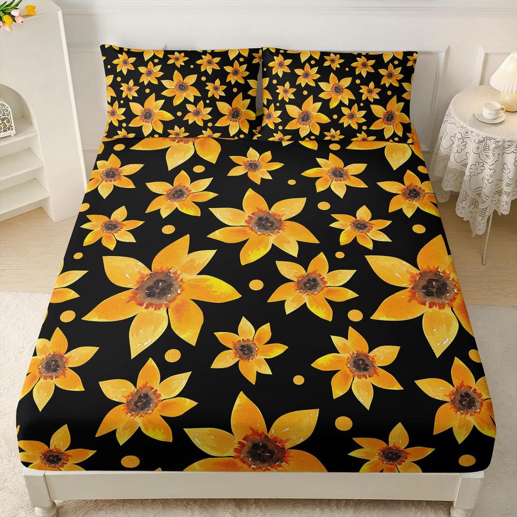 Animal Cat Pattern Mattress Three-Piece Digital Printing Mattress Bedding Set Adult Children