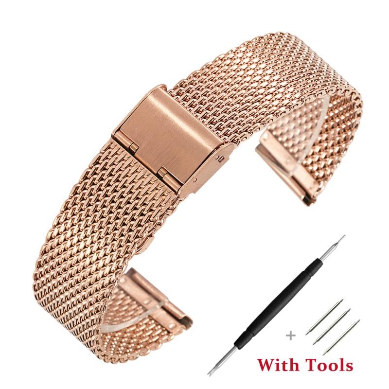 18mm 20mm 22mm 24mm 1.0 Thick Milanese Watch Strap Metal Watch Buckle Watch Band for Universal Waterproof Watch Bracelet