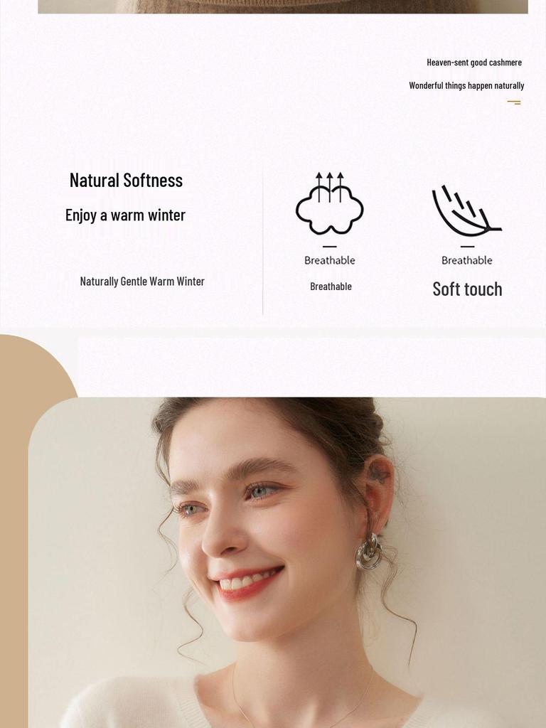 Women's V-Neck Cashmere Long Sleeve Sweater - Autumn/Winter Knitwear Pullover